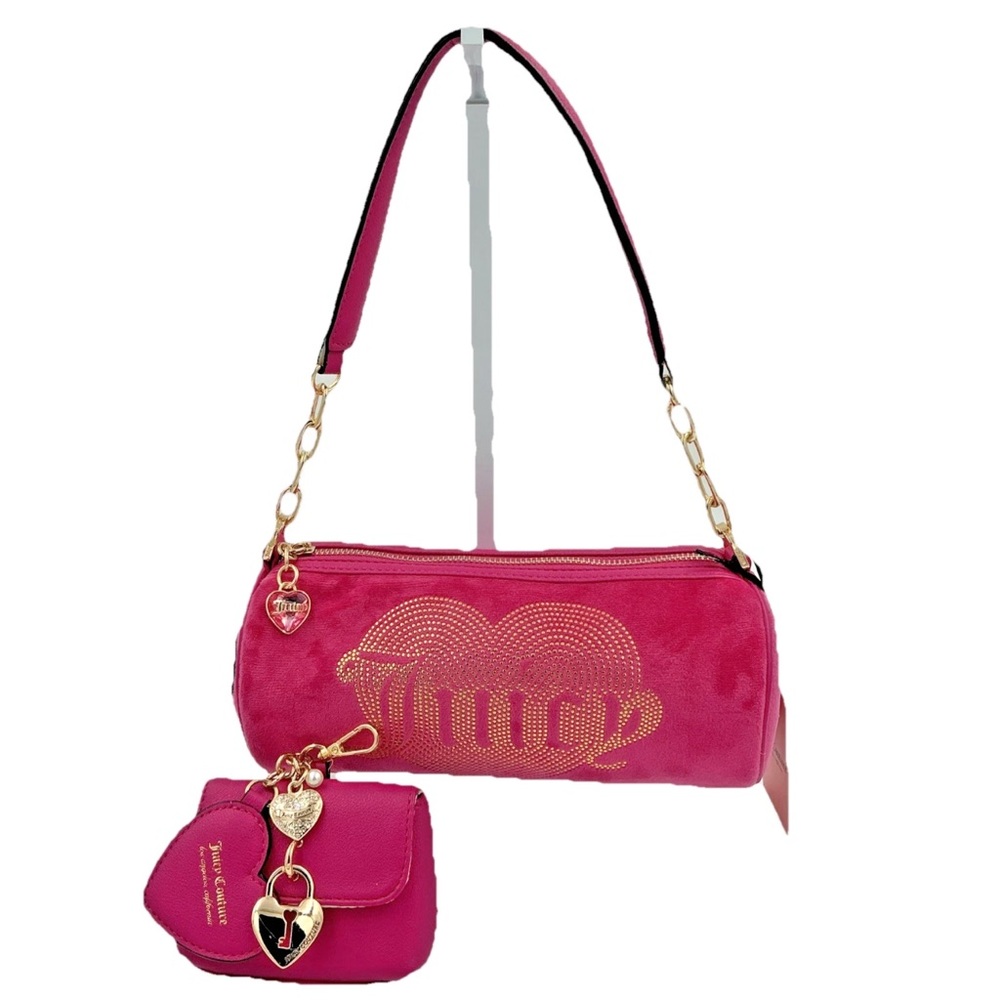 NWT Juicy Couture Queen Couture Shoulder Bag Raspberry Tart Removable Charms $79